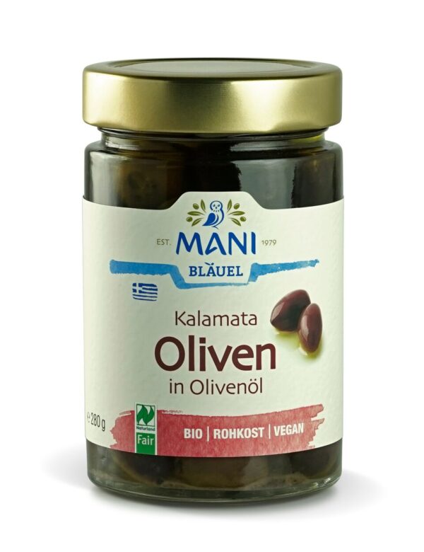 Schwarze Kalamata Oliven in Öl