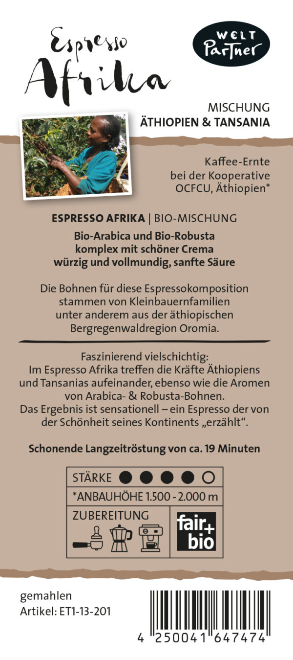 Espresso Kaffee fair - 250 gr. gemahlen – Bild 2